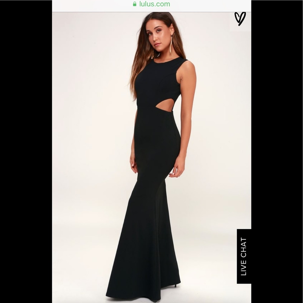 Lulus utterly smitten black cutout maxi dress
